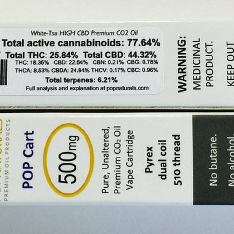 Pop Naturals Premium C6 HIGH CBD cartridge - Lab Tested.  25.84% THC  44.32% CBD - Concentrate