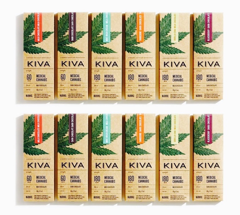 Kiva Chocolate Bar 180 mg - 180mg -Tangerine/Blackberry Dark Chocolate, Vanilla Chai/Mint Irish Cream Milk Chocolate Fla